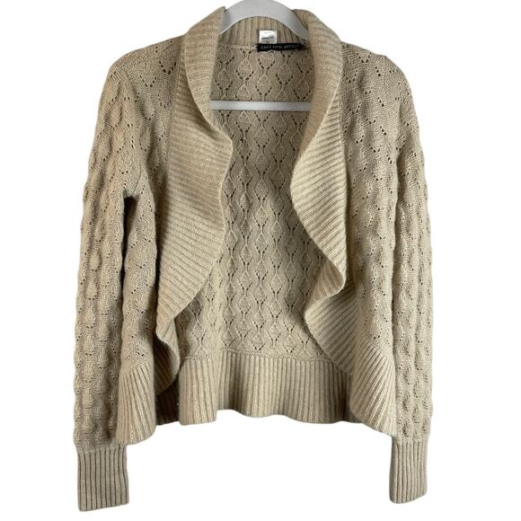 Sak’s Fifth Avenue Nude Open Knit Buttery Soft 100% Cashmere Cardigan Size‎ XS - Picture 1 of 7